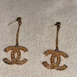 Chanel Gold Pearl and Chain Dangle Earrings